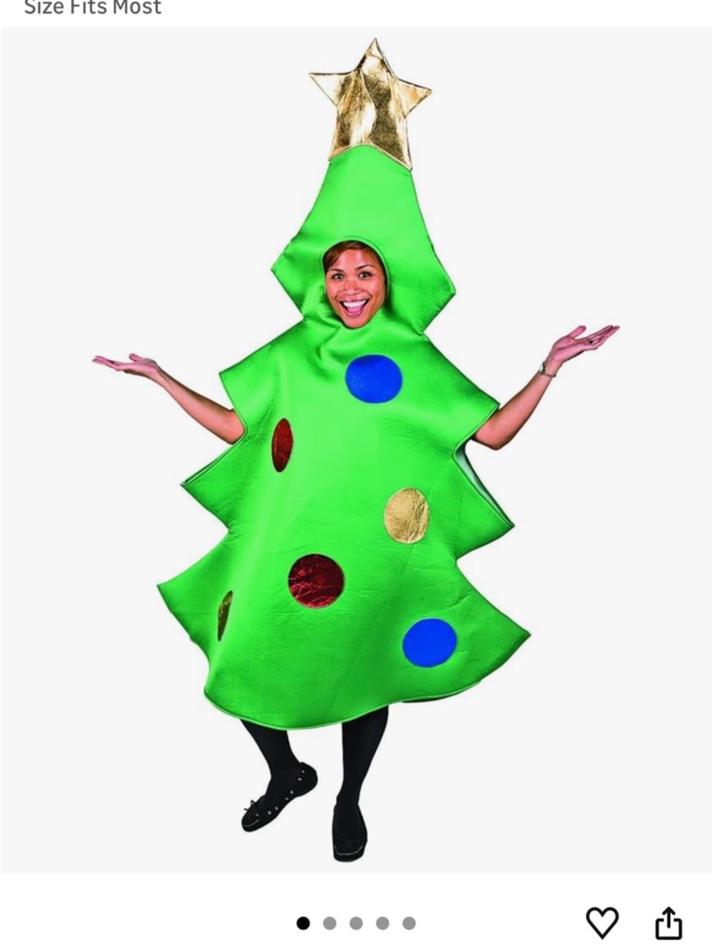 Green Adult Christmas Tree Costume with Star Top
